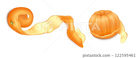 Tangerine peel set isolated on white Tangerine peel set isolated on white 122595461