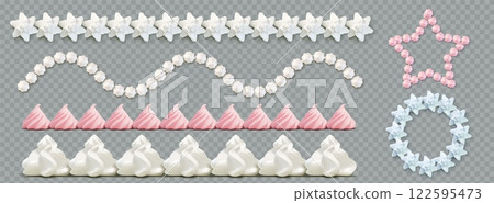 Whipped cream 3d decorative borders 122595473
