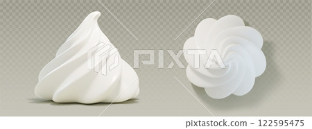 Whipped cream 3d elements top and side view 122595475