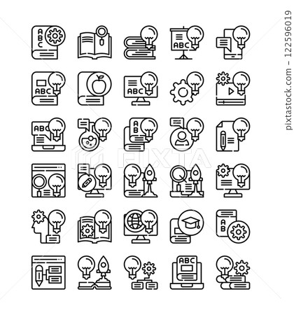 knowledge education learning line icon set vector illustration knowledge education learning line icon set vector illustration 122596019