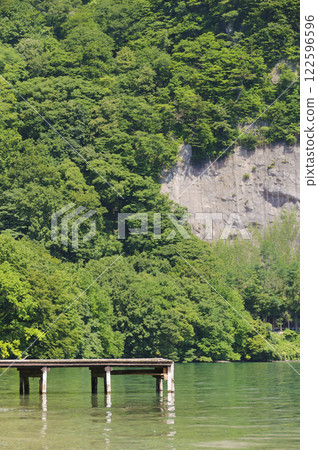 Lake Towada with a pier Lake Towada with a pier 122596596