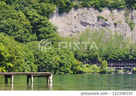 Lake Towada with a pier Lake Towada with a pier 122596597