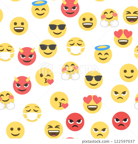 Seamless pattern of emoticons and emoji, emoji vector illustration, emoji background for social network Seamless pattern of emoticons and emoji, emoji vector illustration, emoji background for social network 122597037
