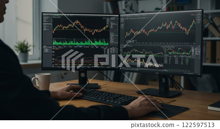 Person looking at stock chart 122597513
