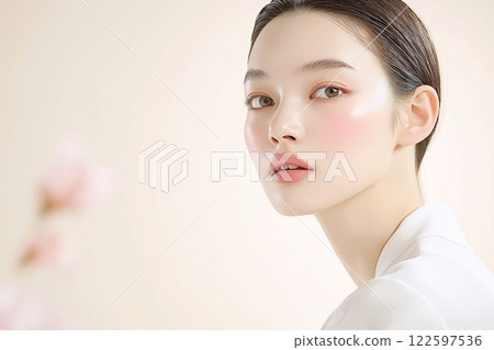 美麗肌膚的成年女性/化妝“AI生成的圖像” 美麗肌膚的成年女性/化妝“AI生成的圖像” 122597536