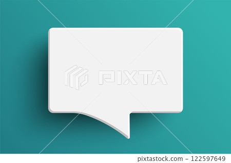 White rectangle speech bubble on green background 122597649