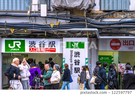 Tokyo Cityscape in Japan - Hachiko ticket gate relocated... New entrance/exit... Shibuya Station bustling with foreign tourists... = February 4, 2025 Tokyo Cityscape in Japan - Hachiko ticket gate relocated... New entrance/exit... Shibuya Station bustling with foreign tourists... = February 4, 2025 122597797