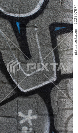Colorful Graffiti Design Elements On Concrete Wall. Urban Art Design Vertical Image 122597974