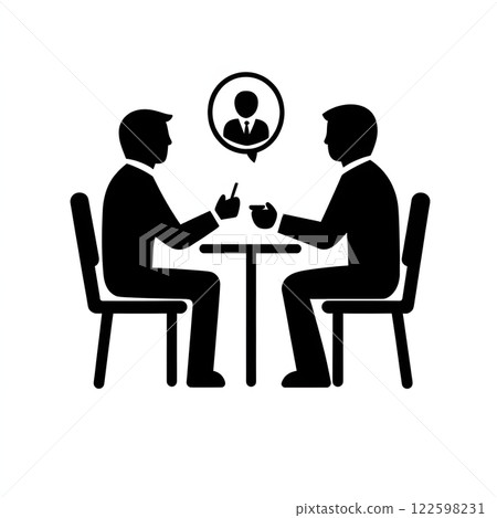 Black and white icon of businessmen in a meeting 122598231