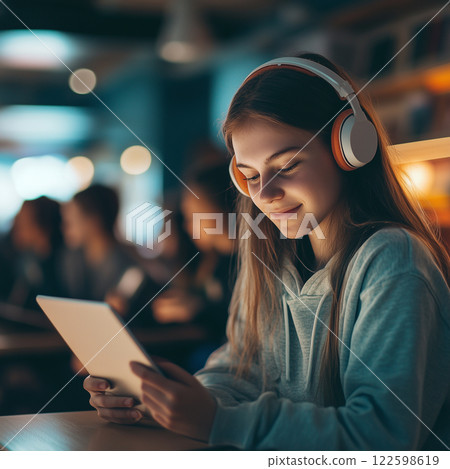 一個操作平板電腦的女人 一個操作平板電腦的女人 122598619