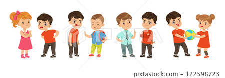 Warring Boy Kid Misbehave with Disobedient Behavior Vector Set Warring Boy Kid Misbehave with Disobedient Behavior Vector Set 122598723