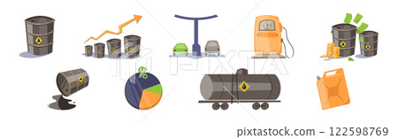 Oil Industry and Fuel Manufacture and Extraction Vector Set 122598769