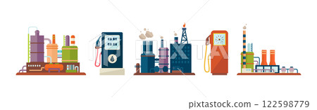 Oil Industry and Fuel Manufacture and Extraction Vector Set 122598779