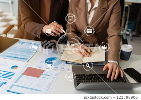 Digital marketing technology concept, Businessman use tablet and smartphone connection technology and digital marketing. Digital marketing technology concept, Businessman use tablet and smartphone connection technology and digital marketing. 122598900