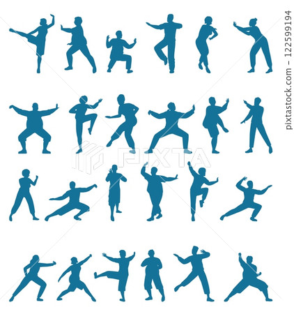 Tai chi people silhouettes isolated set vector illustration Tai chi people silhouettes isolated set vector illustration 122599194