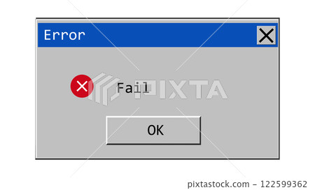 Classic window alert dialog box of system error. Warning Pop-up Window. Classic system error warning dialog. Critical error. Classic window alert dialog box of system error. Warning Pop-up Window. Classic system error warning dialog. Critical error. 122599362