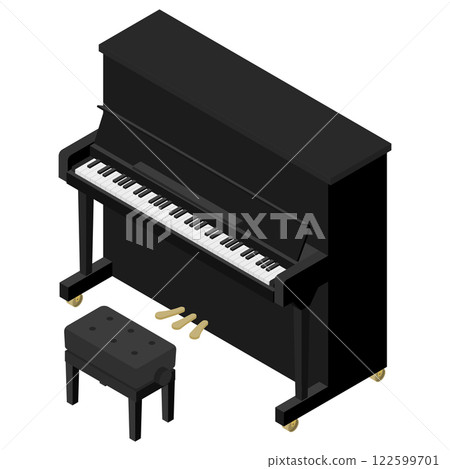 等距插圖： 直立式鋼琴 122599701