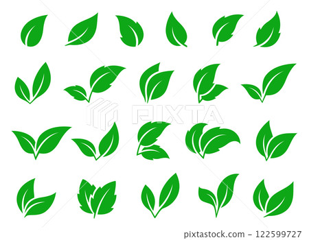 green leaves, branches set leaf icons green leaves, branches set leaf icons 122599727