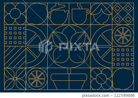 Outline Lemon Pattern, Seamless Line Art Citrus Background with Minimalist Fruits Tree, Tea, flowers, etc Outline Lemon Pattern, Seamless Line Art Citrus Background with Minimalist Fruits Tree, Tea, flowers, etc 122599886