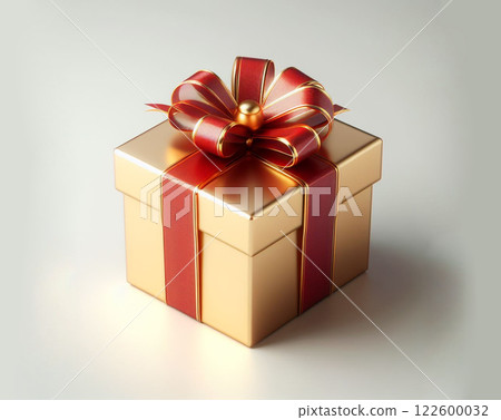 華麗的金色和紅色絲帶禮品盒 122600032