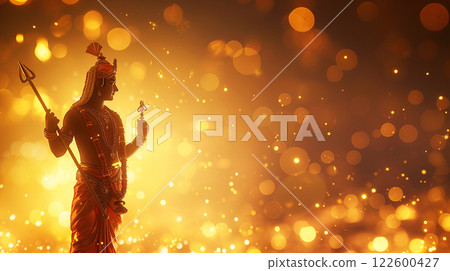 Ram Navami bokeh background with Hindu God Rama and copy space, day celebrates Hindu festival. Ram Navami bokeh background with Hindu God Rama and copy space, day celebrates Hindu festival. 122600427
