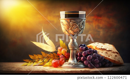 Holy communion on table on church.The Feast of Corpus Christi Concept, Religious Background. 122600471