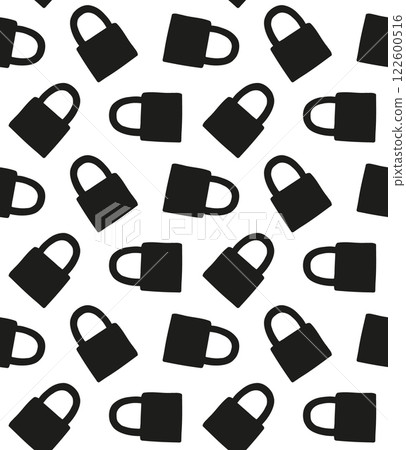 Vector seamless pattern of door lock silhouette Vector seamless pattern of door lock silhouette 122600516