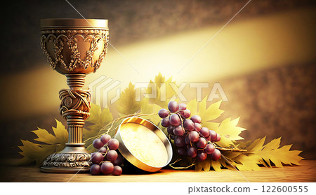 Holy communion on table on church.The Feast of Corpus Christi Concept, Religious Background. 122600555