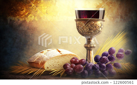 Holy communion on table on church.The Feast of Corpus Christi Concept, Religious Background. Holy communion on table on church.The Feast of Corpus Christi Concept, Religious Background. 122600561
