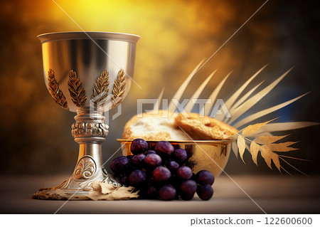 Holy communion on table on church.The Feast of Corpus Christi Concept, Religious Background. Holy communion on table on church.The Feast of Corpus Christi Concept, Religious Background. 122600600