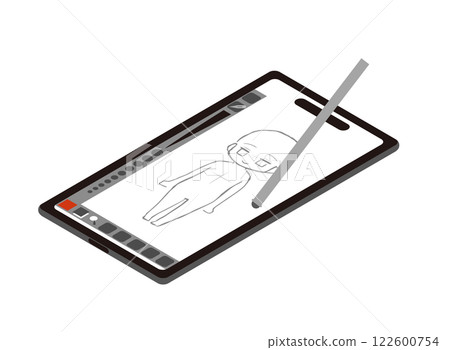 Isometric illustration of drawing manga or illustrations with a smartphone 122600754