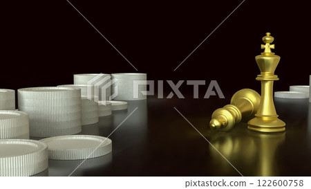 The Gold chess and coins for Business concept 3d Rendering. 122600758