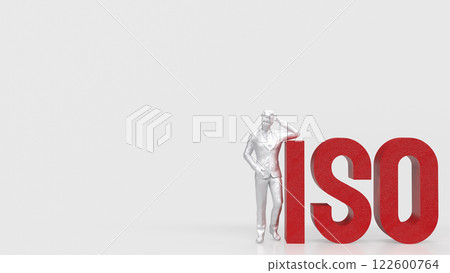 The Red ISO on white Background  3d Rendering. 122600764