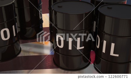 The Oil Tank on USA flag for Business concept 3d Rendering. 122600771