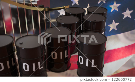 The Oil Tank on USA flag for Business concept 3d Rendering. 122600772