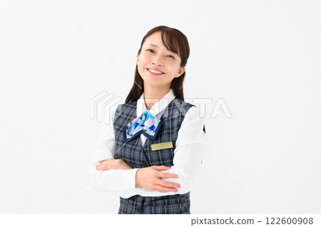 女人，制服，商務，雙臂交叉 122600908