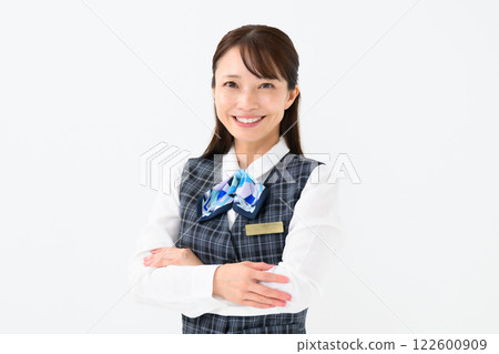 女人，制服，商務，雙臂交叉 122600909