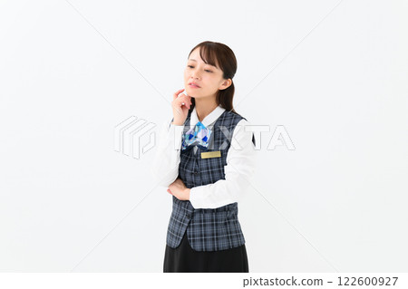 Woman uniform business worries Woman uniform business worries 122600927