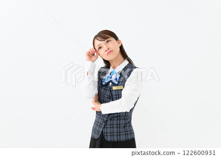 Woman uniform business worries Woman uniform business worries 122600931