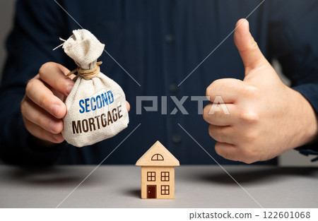 The man approves of taking out a second mortgage. Buying a house. Financial strategy, home equity, and refinancing. Credit management. 122601068