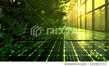 Fields of solar panels and systems to produce green electricity. AI Generated Fields of solar panels and systems to produce green electricity. AI Generated 122601531