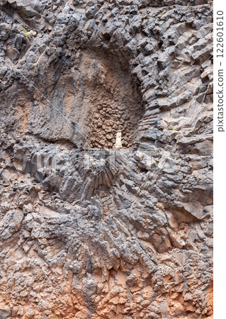 Detail of a rock with Madonna statue, Madeira 122601610