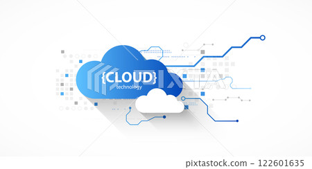 Cloud storage technology. Integrated digital web concept background. 122601635