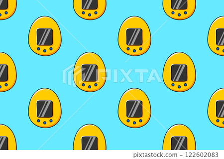 Yellow Tamagotchi pattern. Vector illustration Yellow Tamagotchi pattern. Vector illustration 122602083