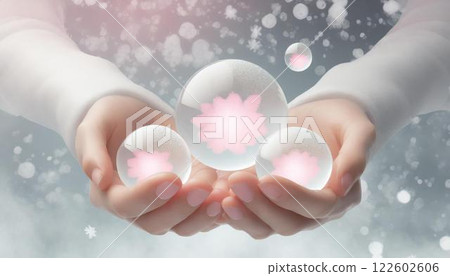 雙手握住的冷凍卵子和幹細胞的 3D 插圖 冷凍細胞 醫療材料 122602606