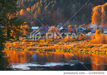 Small town Kraslava at the Daugava river  in Latvia 122602650