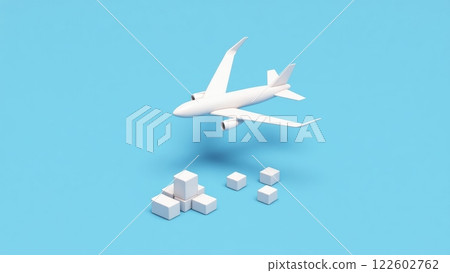 Minimalist Isometric 3D Aircraft Illustration Minimalist Isometric 3D Aircraft Illustration 122602762