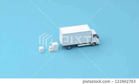 Minimalist 3D Isometric Truck and Boxes Illustration Minimalist 3D Isometric Truck and Boxes Illustration 122602763