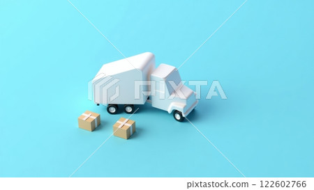 Minimalist 3D Truck with Boxes Illustration Minimalist 3D Truck with Boxes Illustration 122602766