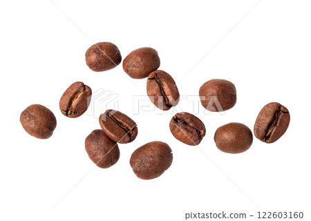 Freshly roasted coffee beans on a white background 122603160